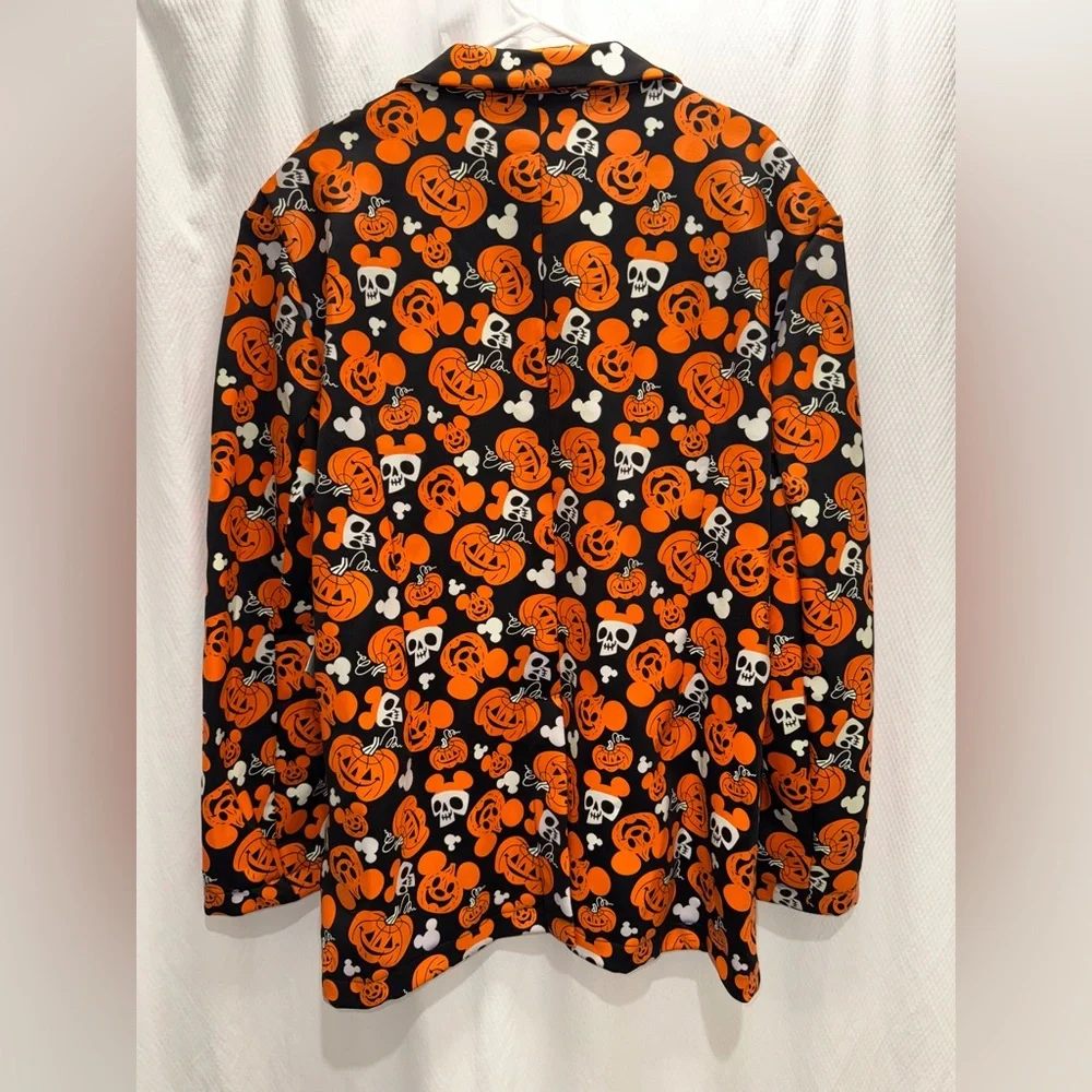 NWT Disney Mickey Mouse Pumpkin Glow In Dark Halloween Orange Black Blazer L/XL